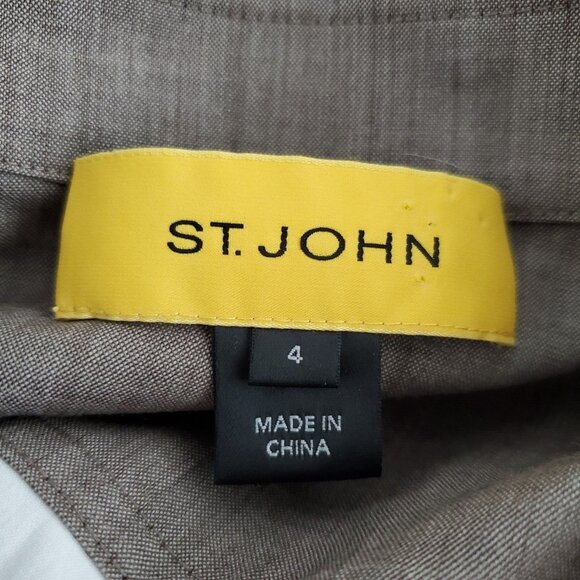 St. John Womens Safari Dress Size 4 Drawstring Sleeveless Pockets Classy Neutral - Picture 6 of 15